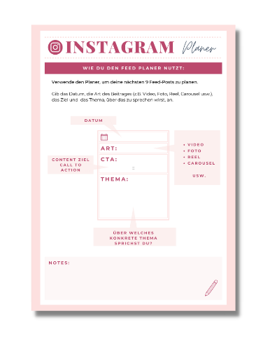 vorlage instagram planer